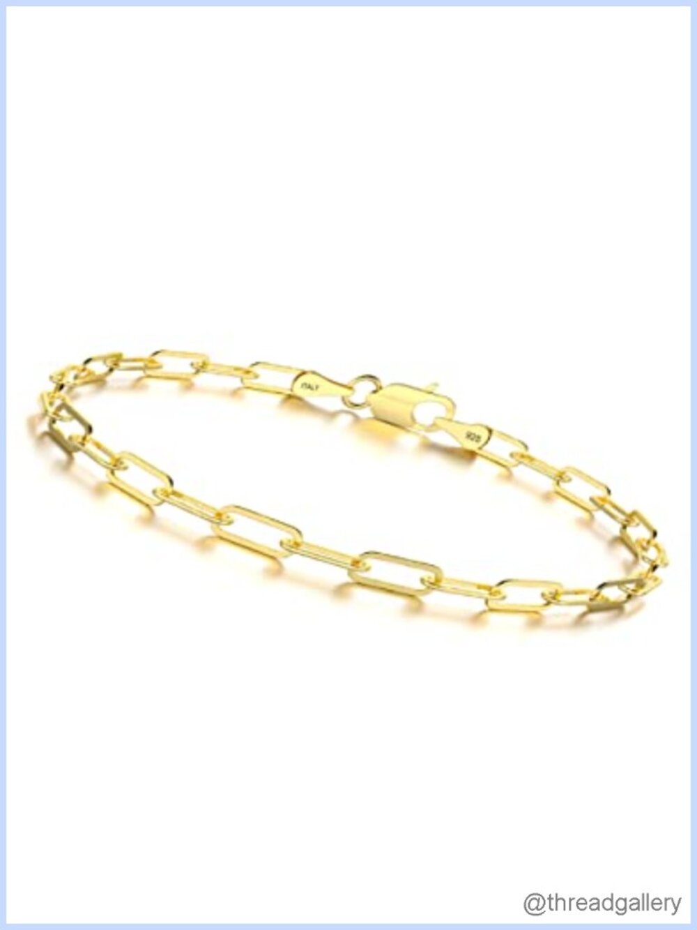 925 Sterling Silver Paperclip Chain Bracelet 5mm Link Unisex Gift
